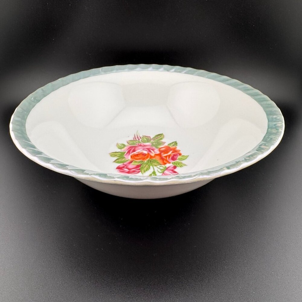 Vintage Yamatsu Japanese Soup Rice Bowl With Aqua Lusterware Trim - Picture 3 of 8